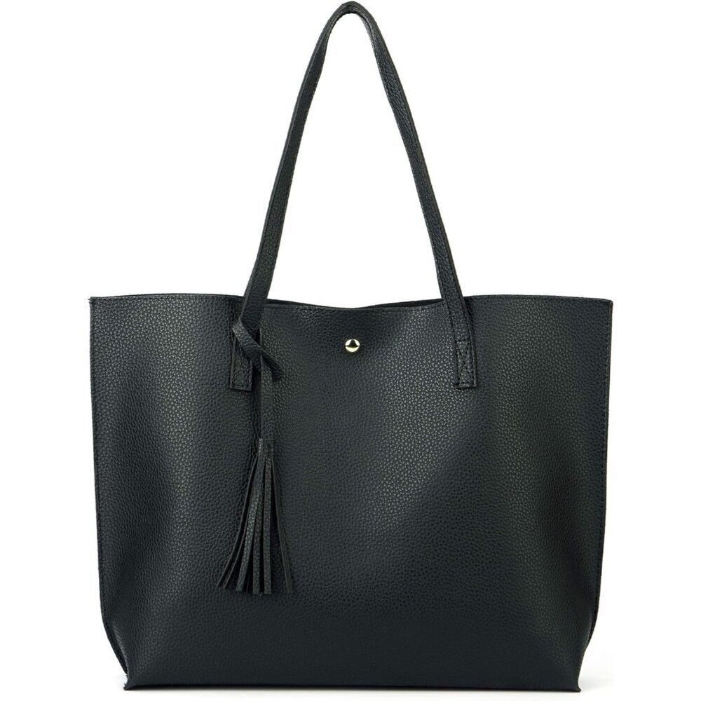 Women Tote Bags Top Handle Satchel Handbags PU Faux Leather Tote Bag with Tassel